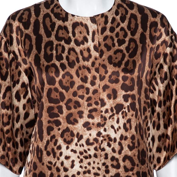 Pre Owned Dolce & Gabbana Animal Printed Silk Coat S