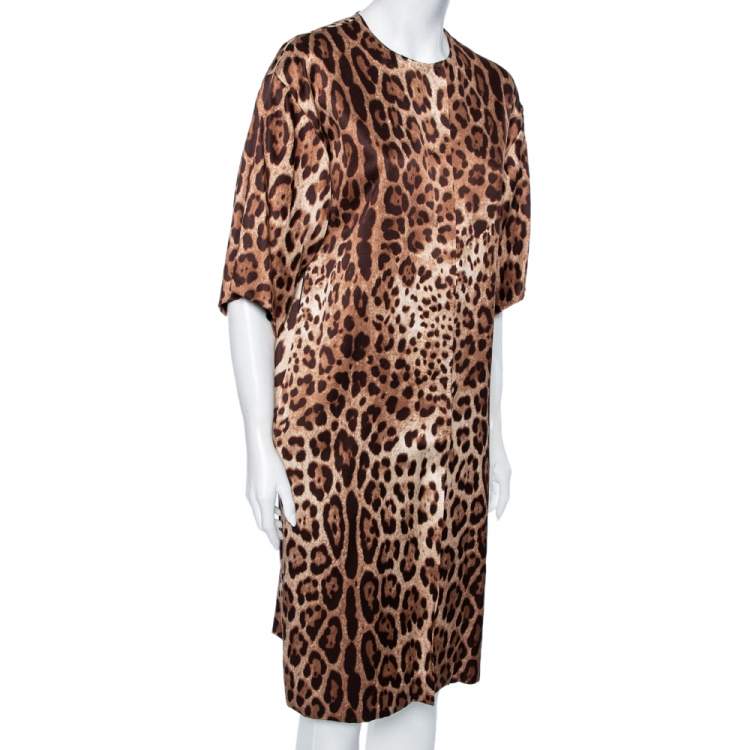 Pre Owned Dolce & Gabbana Animal Printed Silk Coat S