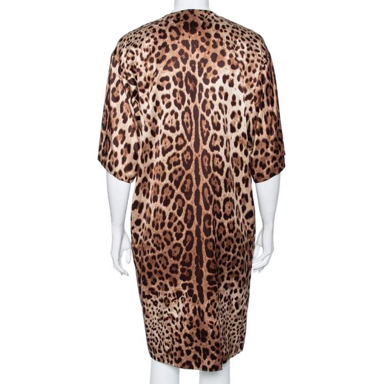 Pre Owned Dolce & Gabbana Animal Printed Silk Coat S
