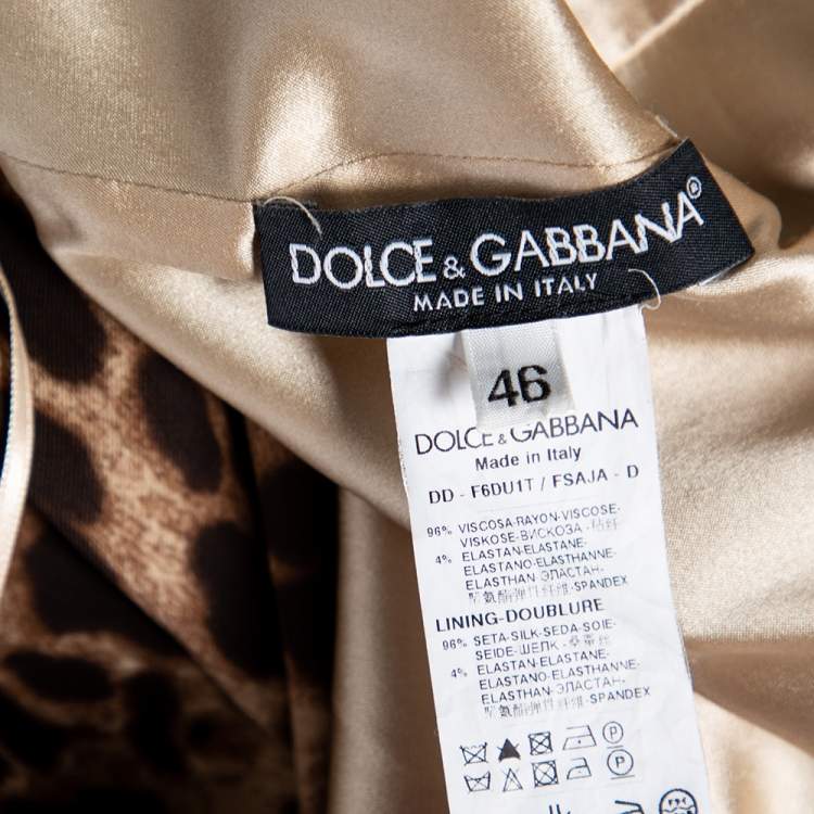 Pre Owned Dolce & Gabbana Brown Animal Printed Silk Sleeveless Dress L