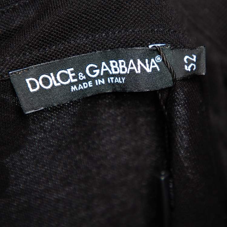 Pre Owned Dolce & Gabbana Black Cotton Pique Bee & Crown Embroidered Polo T-Shirt XL
