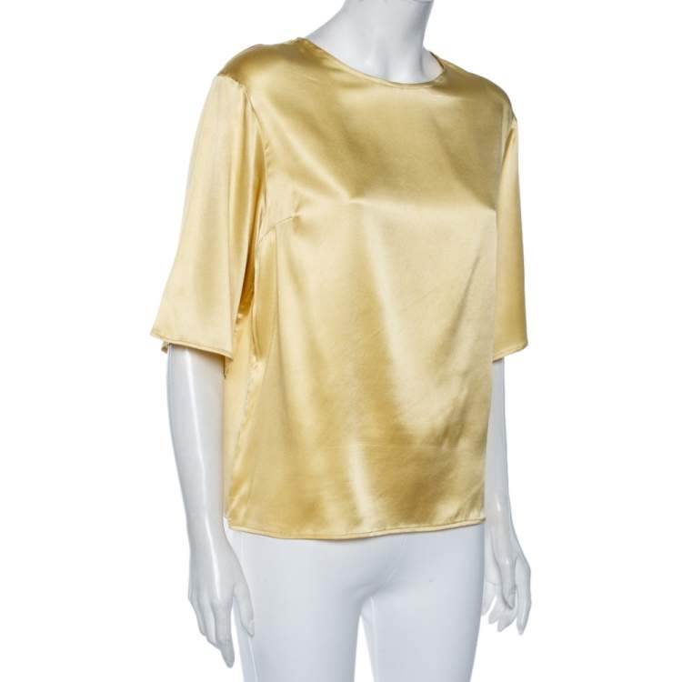 Pre Owned Dolce & Gabbana Gold Silk Satin Top S