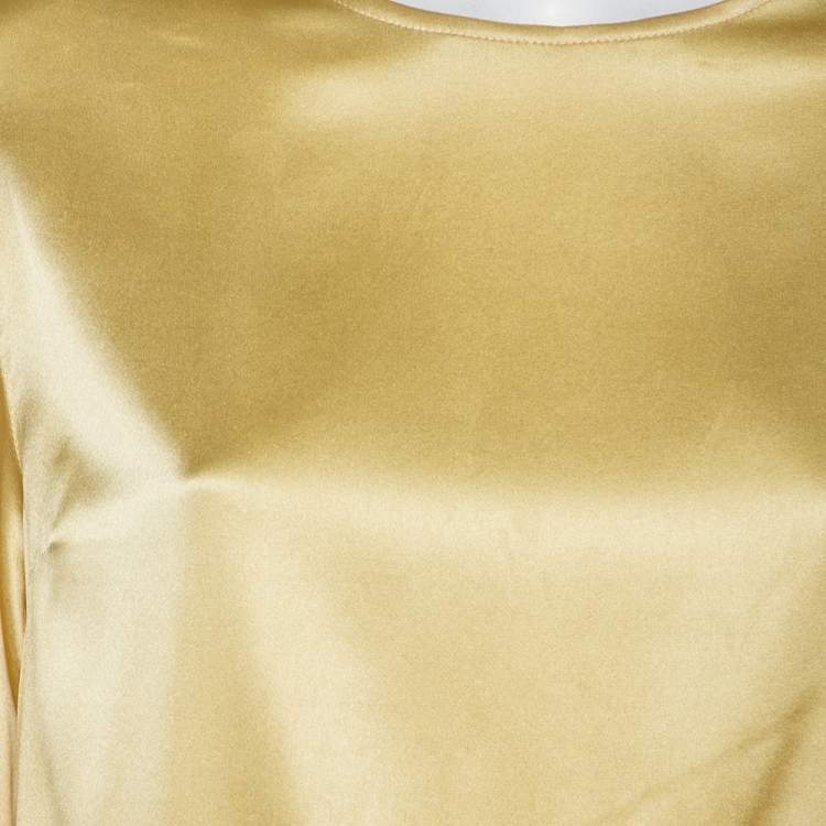 Pre Owned Dolce & Gabbana Gold Silk Satin Top S