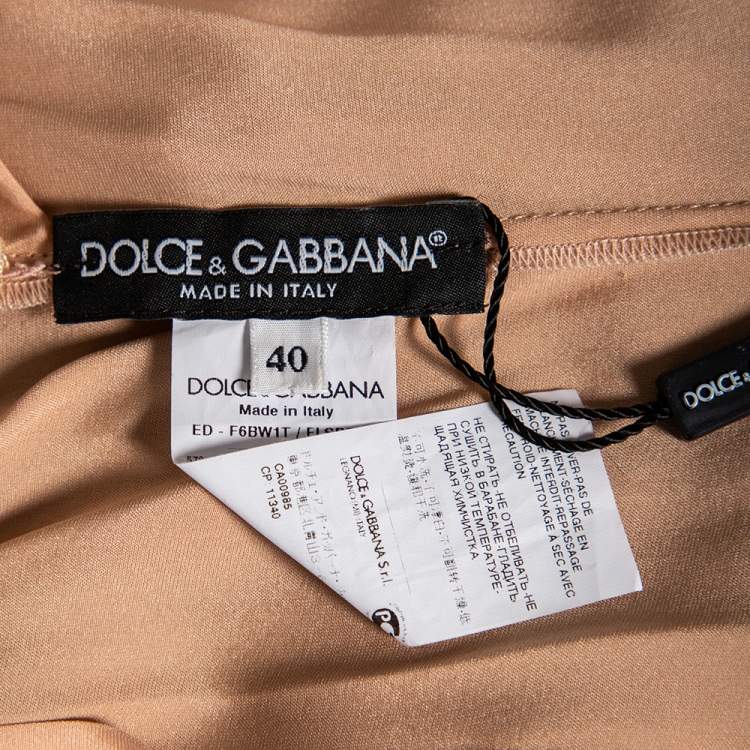 Pre Owned Dolce & Gabbana Metallic Floral Lace Long Sleeve Gown S 