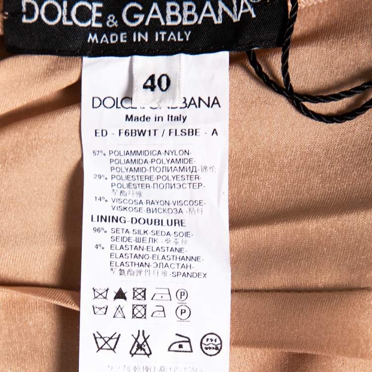 Pre Owned Dolce & Gabbana Metallic Floral Lace Long Sleeve Gown S 