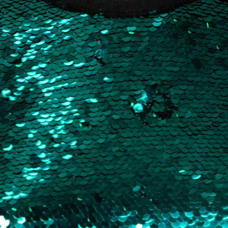 Pre Owned Dolce & Gabbana Metallic Green Paillette-Embellished Dress M