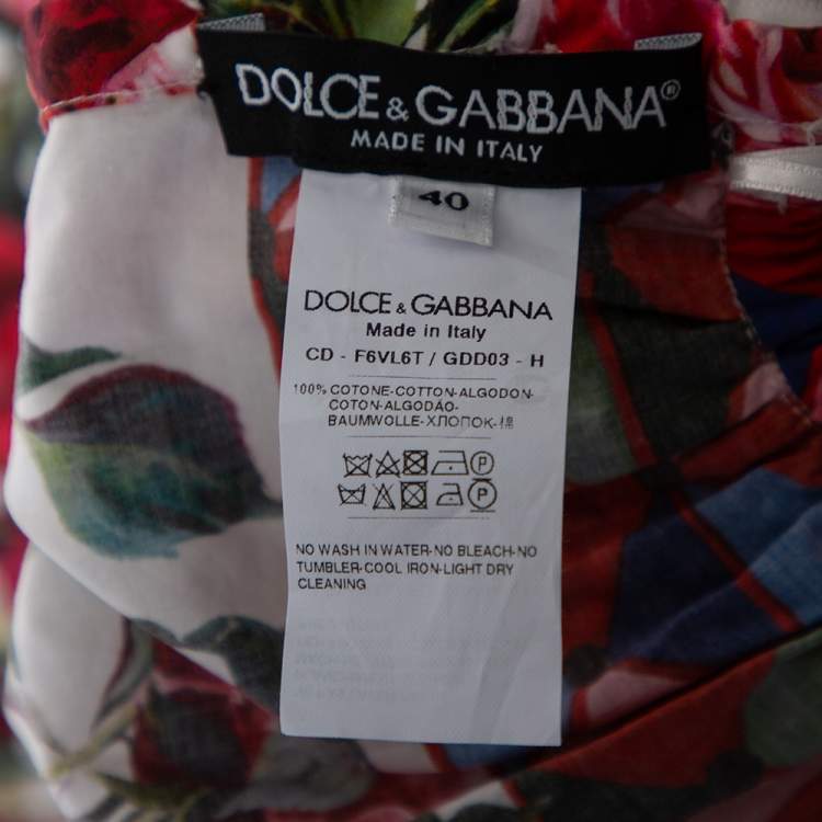 Pre Owned Dolce & Gabbana Multicolored Mambo Print Cotton Peasant Mini Dress S