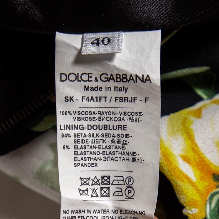 Pre Owned Dolce & Gabbana Black Floral Printed Silk Pencil Skirt S