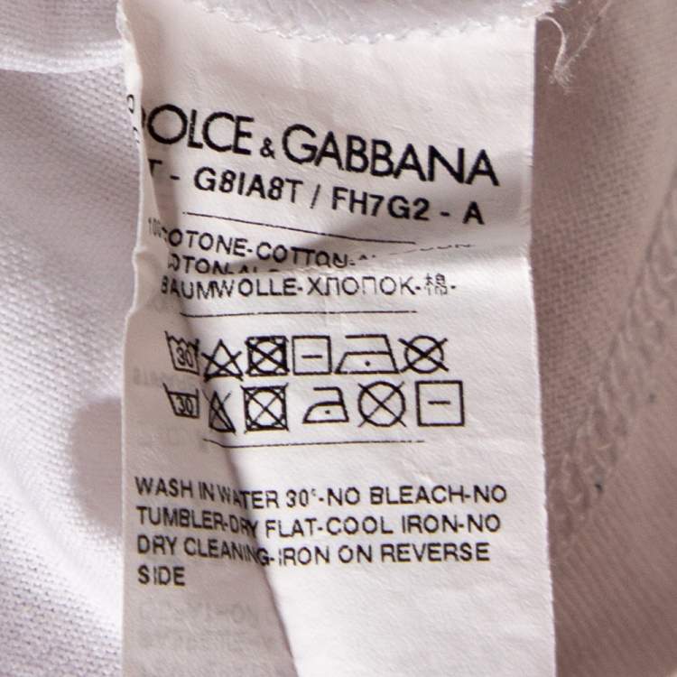 Pre Owned Dolce & Gabbana White Model Printed Cotton Short Sleeve T-Shirt M