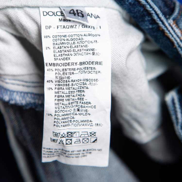 مملوكة مسبقًا Dolce & Gabbana Blue Denim Sacred Heart Detail Pretty Fit Jeans L