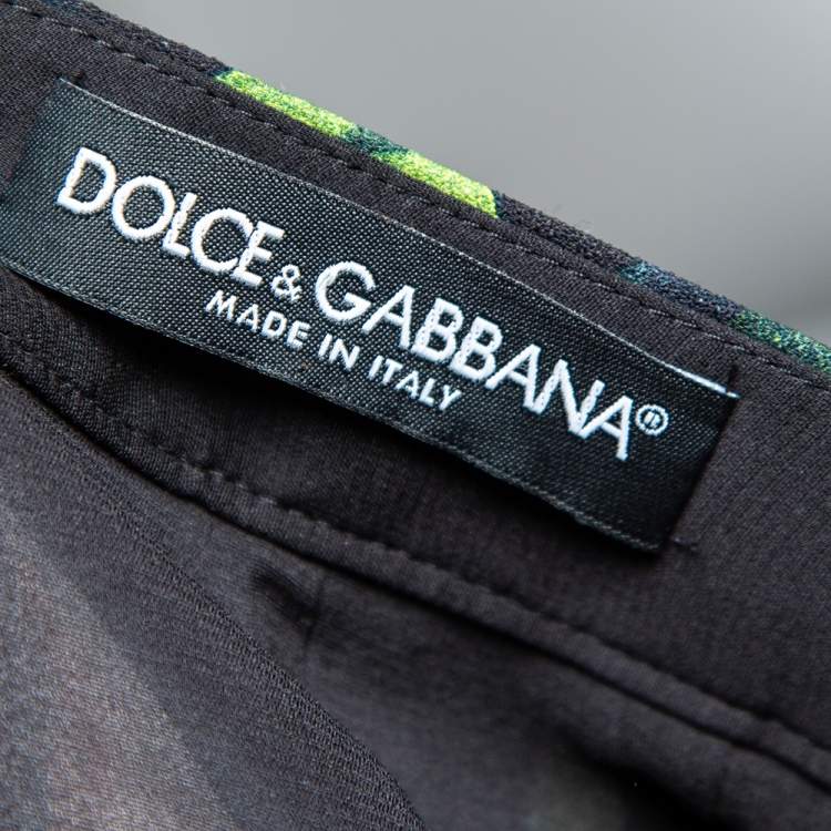 Pre Owned Dolce & Gabbana Black Floral Printed Crepe Pencil Skirt M