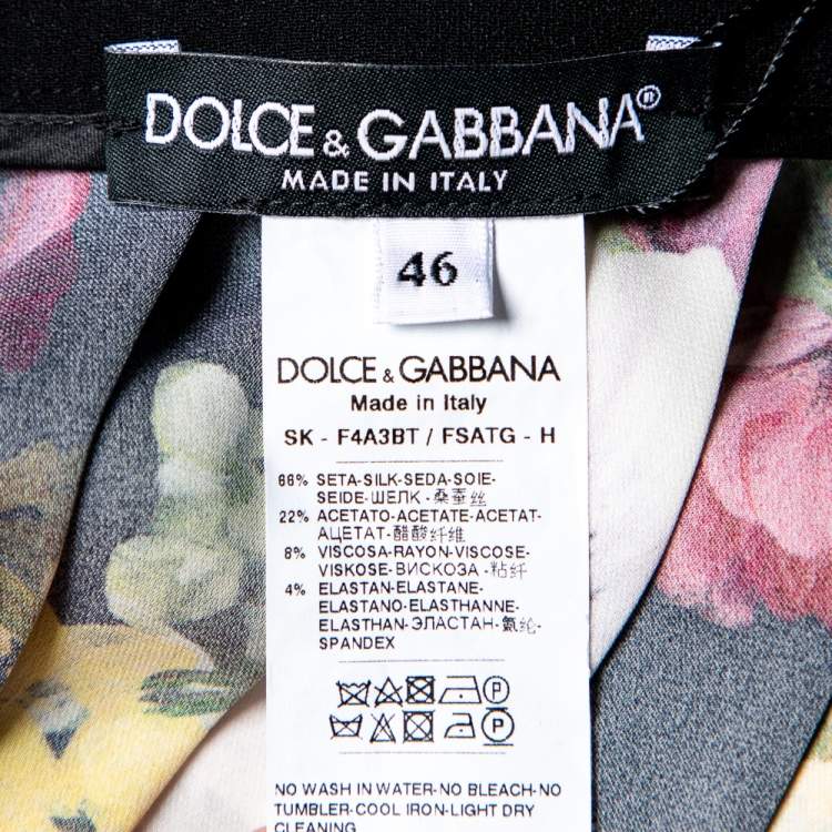 Pre Owned Dolce & Gabbana Black Silk Crepe Pleated Midi Skirt L