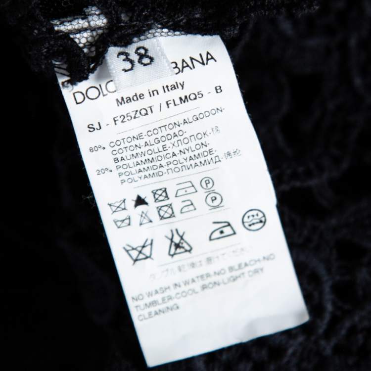 Pre Owned Dolce & Gabbana Black Floral Lace Button Front Cropped Jacket S