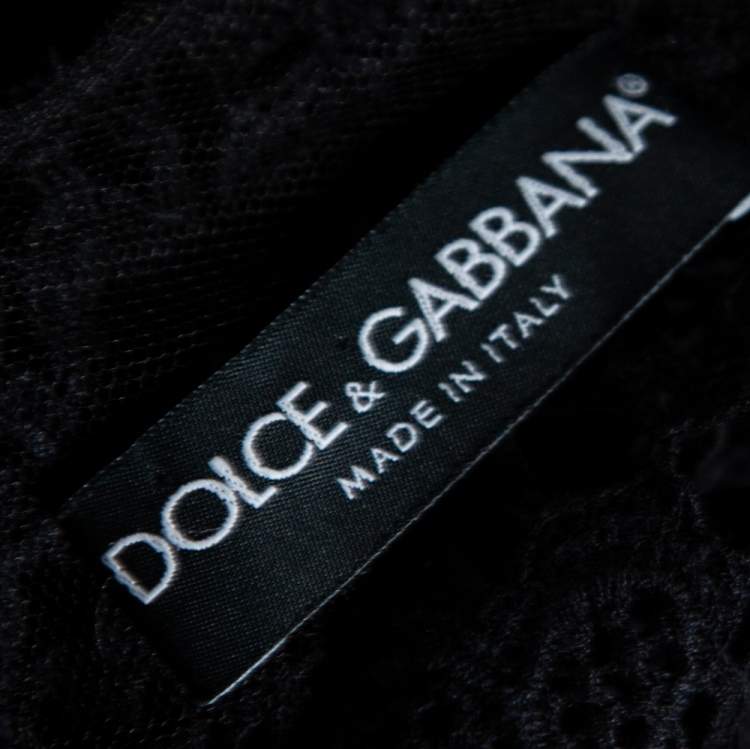 Pre Owned Dolce & Gabbana Black Floral Lace Button Front Cropped Jacket S