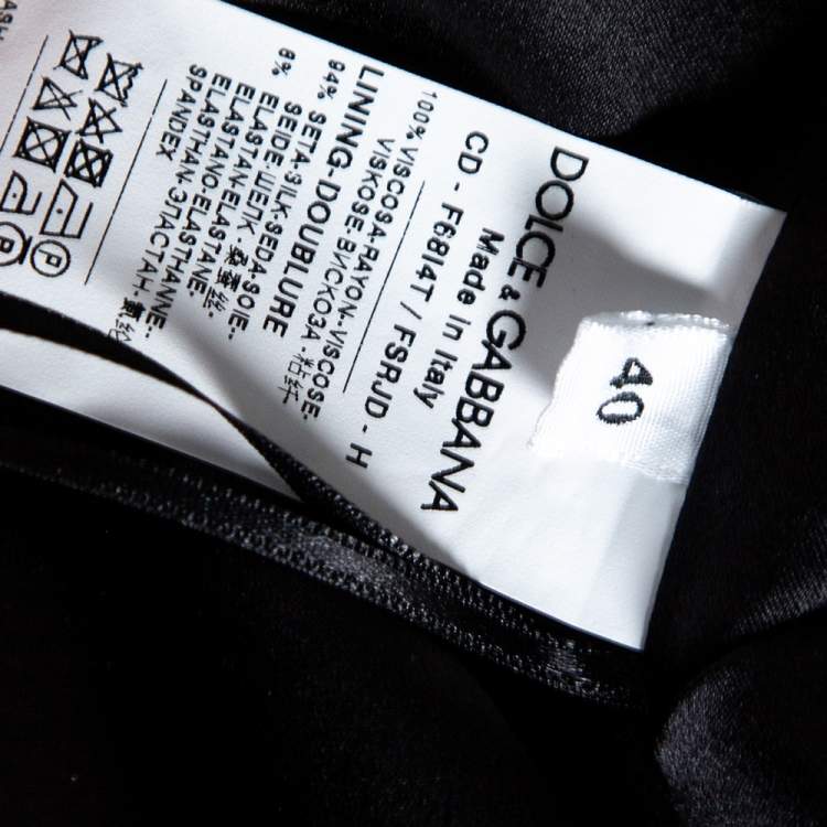 Pre Owned Dolce & Gabbana Black Sacred Heart Print Crepe Midi Dress S