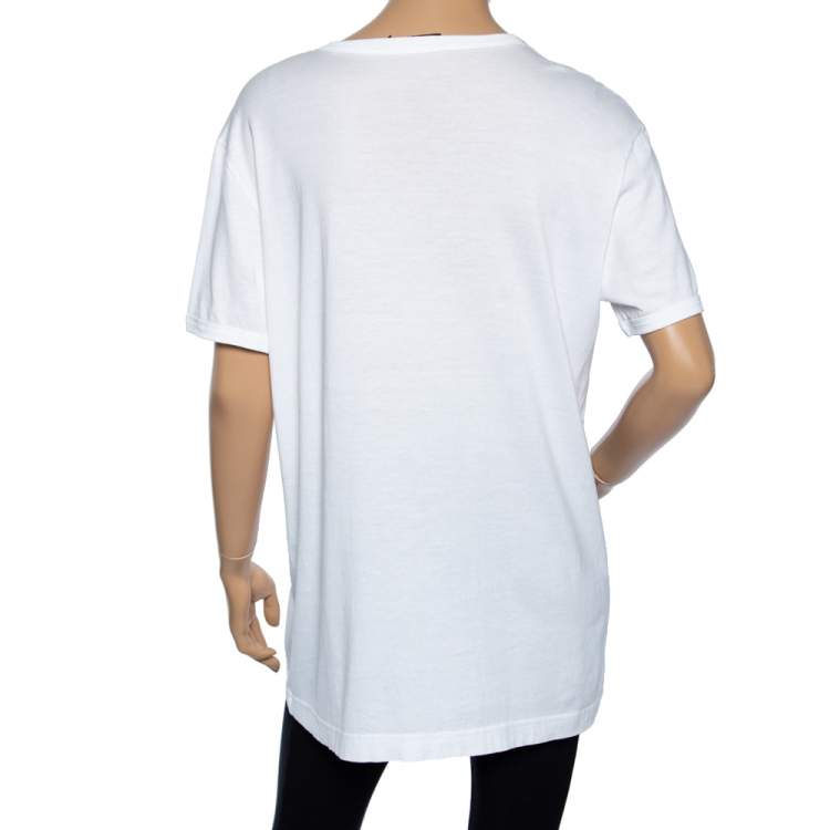 مملوكة مسبقًا Dolce & Gabbana White Cotton Princess Logo T-Shirt M
