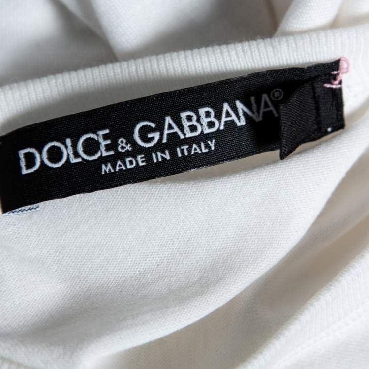 مملوكة مسبقًا Dolce & Gabbana White Cotton Princess Logo T-Shirt M