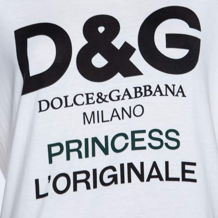 مملوكة مسبقًا Dolce & Gabbana White Cotton Princess Logo T-Shirt M
