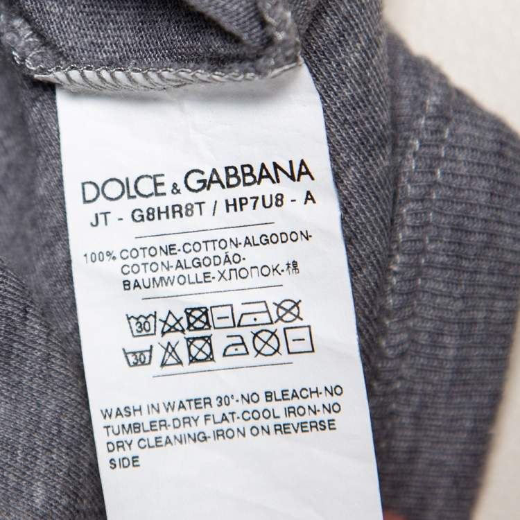 Pre Owned Dolce & Gabbana Grey Cotton King & Queen Print T Shirt L