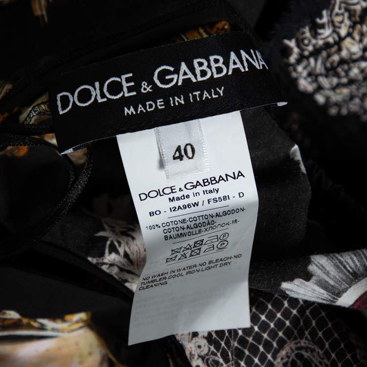 Pre Owned Dolce & Gabbana Black Sacred Heart Printed Cotton Sleeveless Crop Top S
