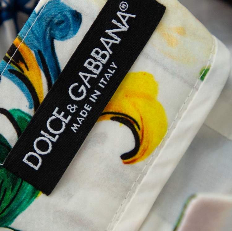 Pre Owned Dolce & Gabbana Multicolored Majolica Printed Cotton Crop Top & Tiered Skirt Set S