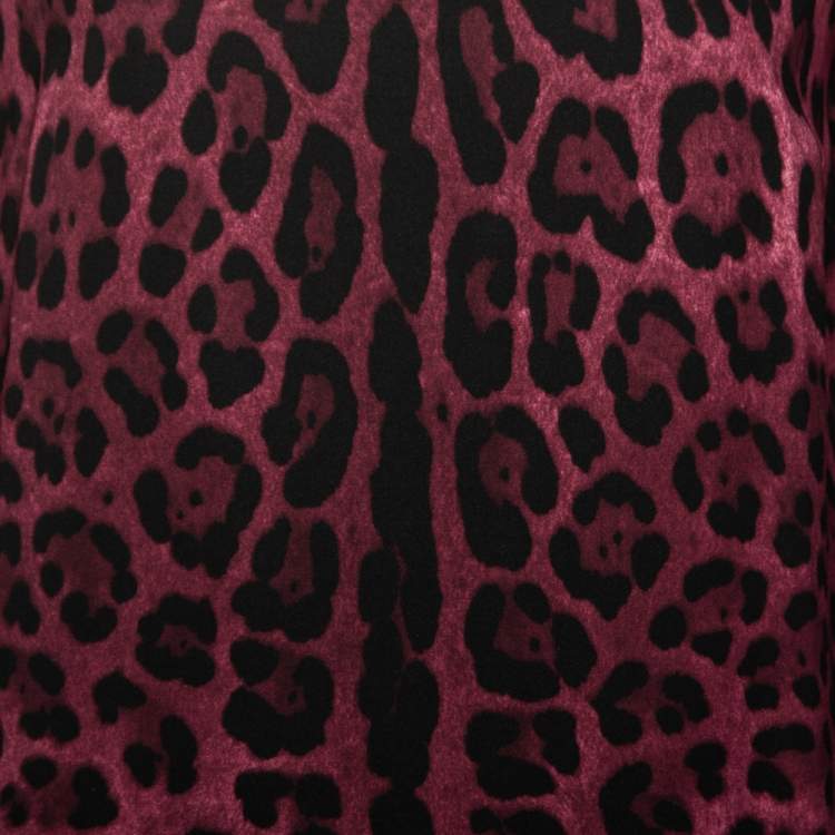 Pre Owned Dolce & Gabbana Purple Animal Printed Silk Long Sleeve Short Dress M