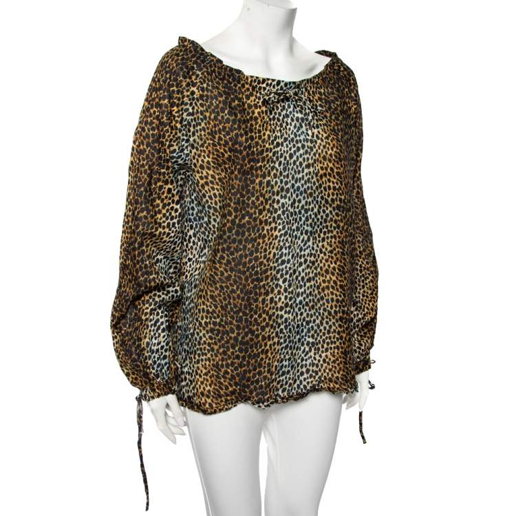 Pre Owned Dolce & Gabbana Multicolored Animal Printed Cotton Long Sleeve Blouse M