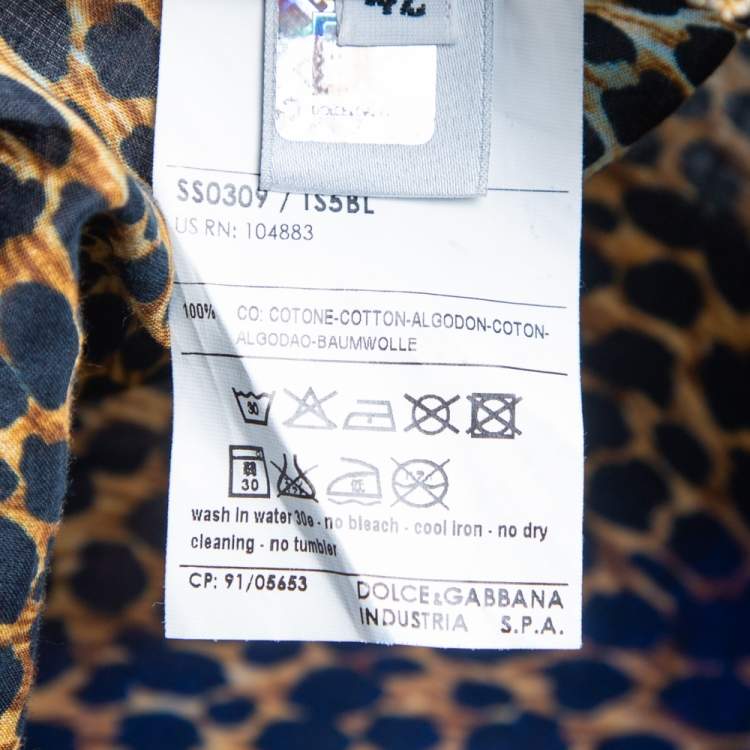 Pre Owned Dolce & Gabbana Multicolored Animal Printed Cotton Long Sleeve Blouse M