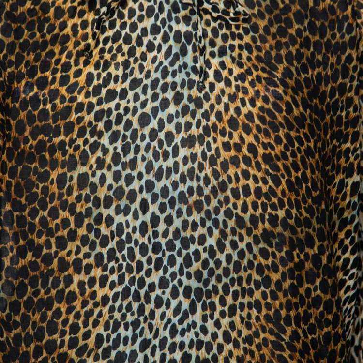 Pre Owned Dolce & Gabbana Multicolored Animal Printed Cotton Long Sleeve Blouse M