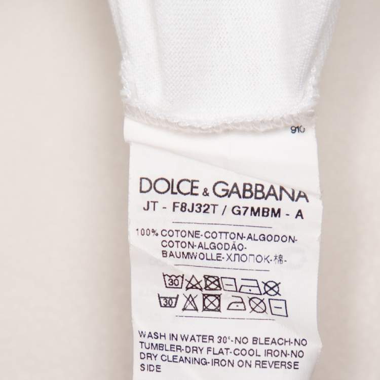 Pre Owned Dolce & Gabbana White Beautiful Life Print Cotton Short Sleeve T-Shirt S