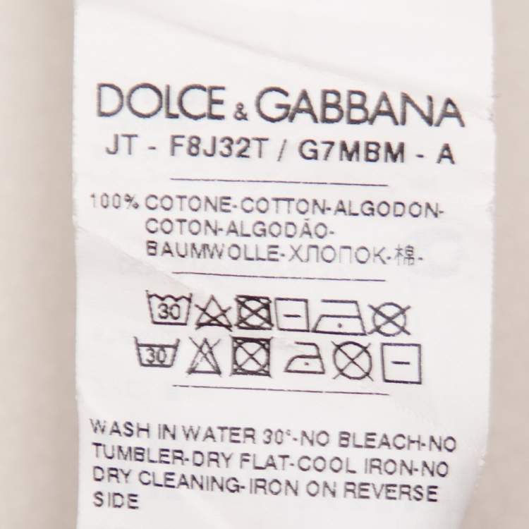 Pre Owned Dolce & Gabbana White Beautiful Life Print Cotton Short Sleeve T-Shirt S