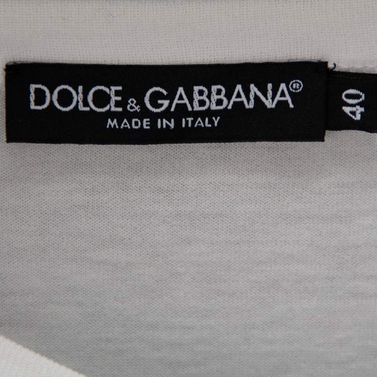 Pre Owned Dolce & Gabbana White Beautiful Life Print Cotton Short Sleeve T-Shirt S