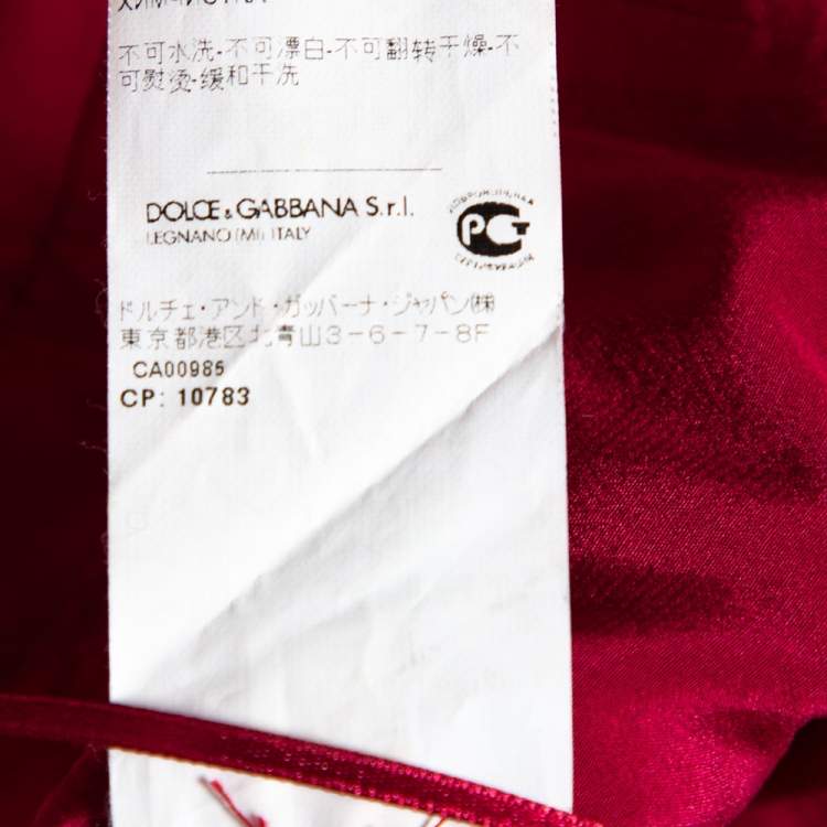 Pre Owned Dolce & Gabbana Red Sequin Embellished Flared Hem Detailed Skirt M