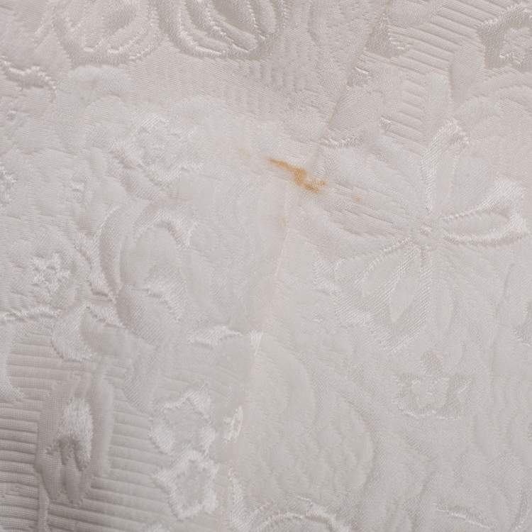 Pre Owned Dolce & Gabbana White Floral Jacquard Applique Detailed Top M