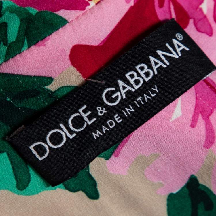 Pre Owned Dolce & Gabbana Beige Floral Printed Silk Button Front Blouse M