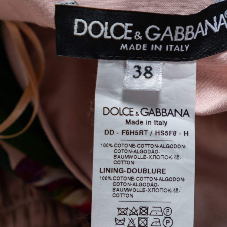 Pre Owned Dolce & Gabbana Multicolored Floral Printed Cotton Pleated Tiered Dress S
