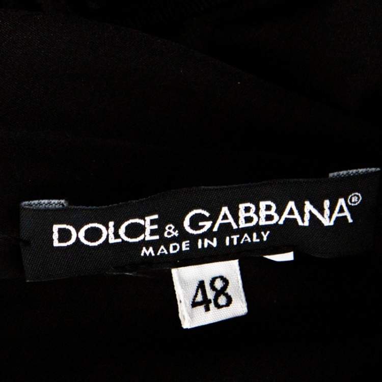 Pre Owned Dolce & Gabbana Black Polka Dot Crepe Bustier Detail Midi Dress L