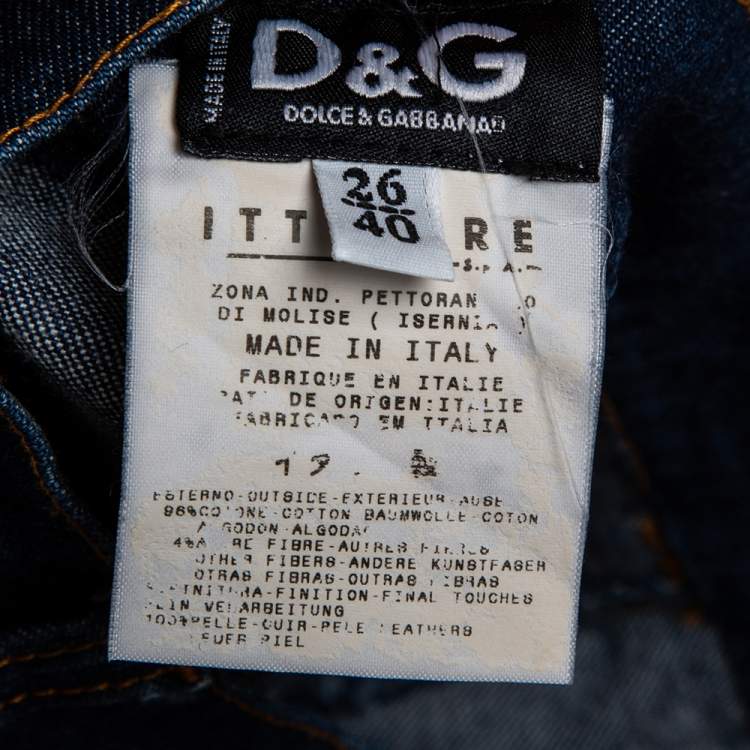 Pre Owned D G Vintage Navy Blue Denim Logo Plaque Detail Mini Skirt S