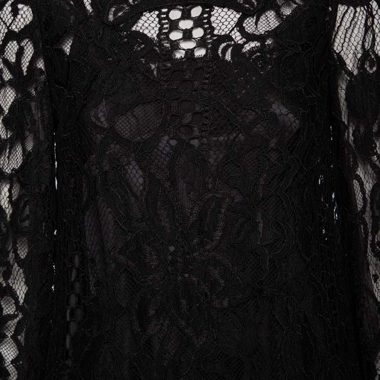 Pre Owned Dolce & Gabbana Black Lace Shift Dress M