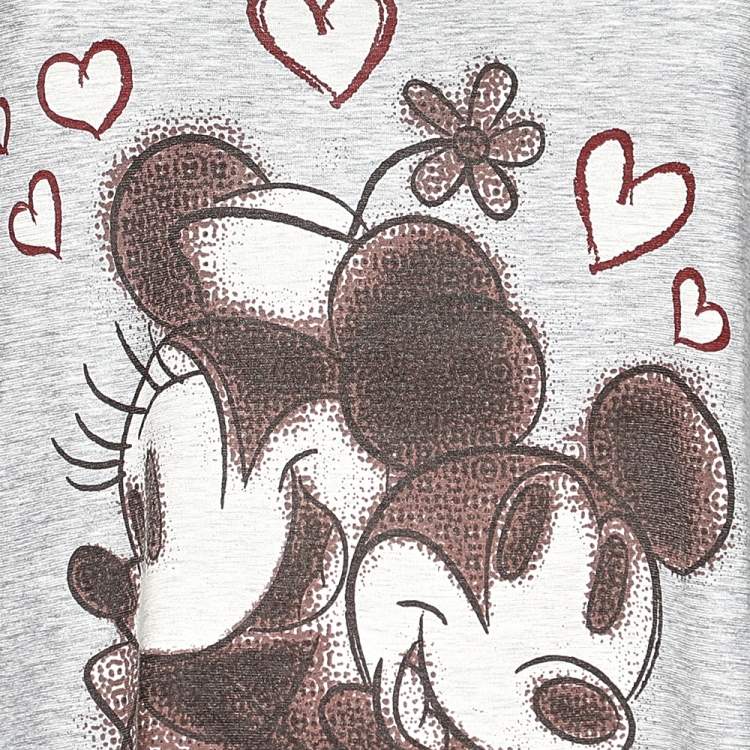 Pre Owned Dolce & Gabbana Grey Mickey Printed Cotton Knit Shift Dress M