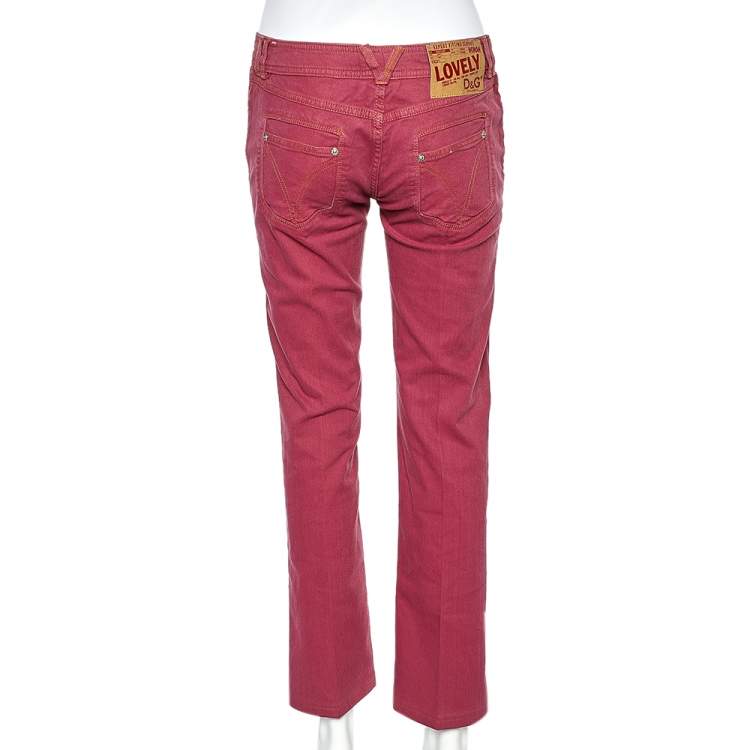 Pre Owned D&G Onion Pink Denim Low Rise Regular Fit Jeans M