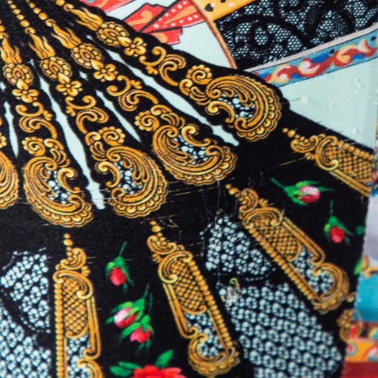 مملوكة مسبقًا Dolce & Gabbana Multicolored Printed Silk Pants S
