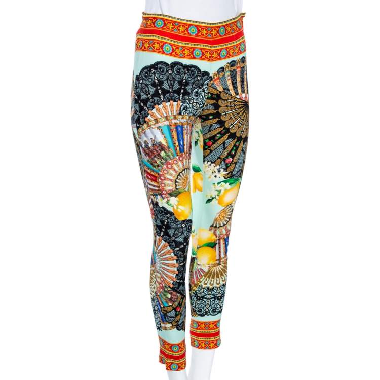 مملوكة مسبقًا Dolce & Gabbana Multicolored Printed Silk Pants S