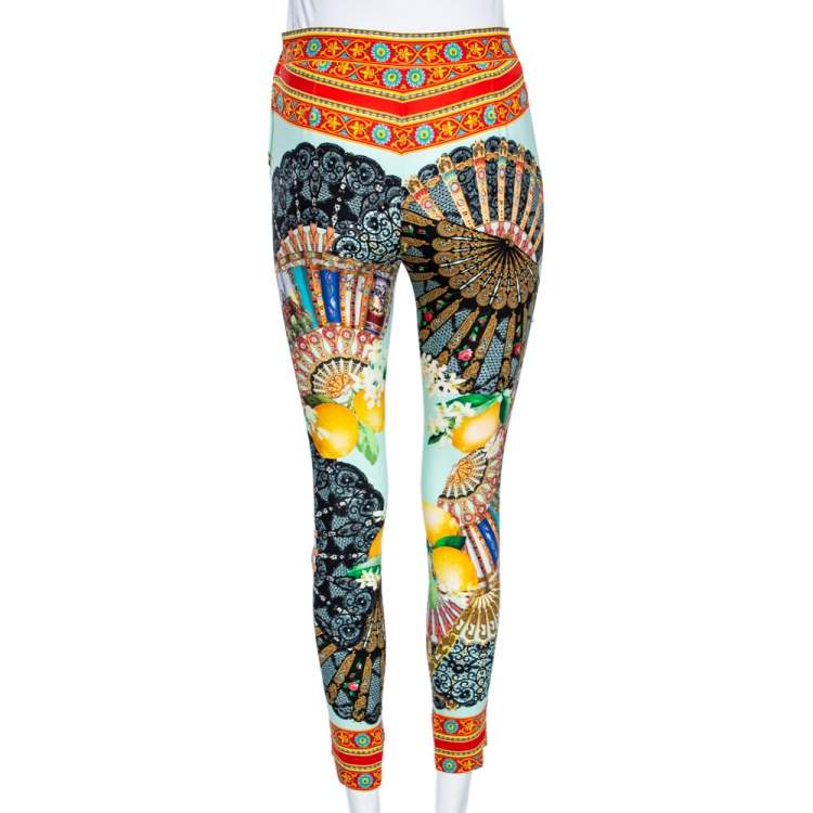 مملوكة مسبقًا Dolce & Gabbana Multicolored Printed Silk Pants S