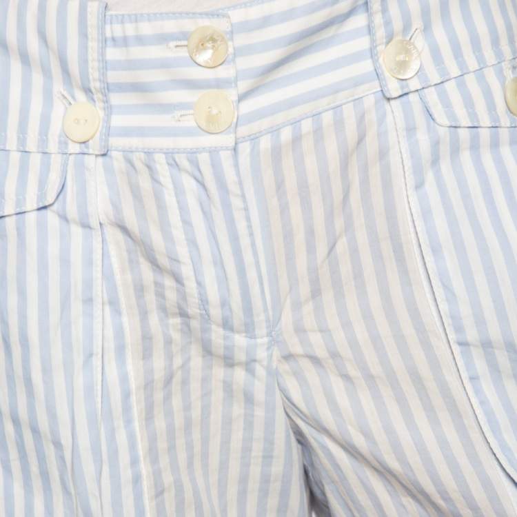 Pre Owned Dolce & Gabbana Blue & White Striped Cotton Shorts S