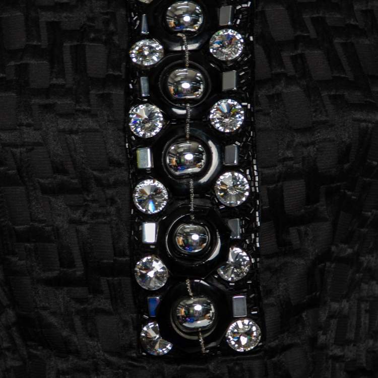 مملوكة مسبقًا Dolce & Gabbana Black Jacquard & Embellished Button Front Cropped Jacket S
