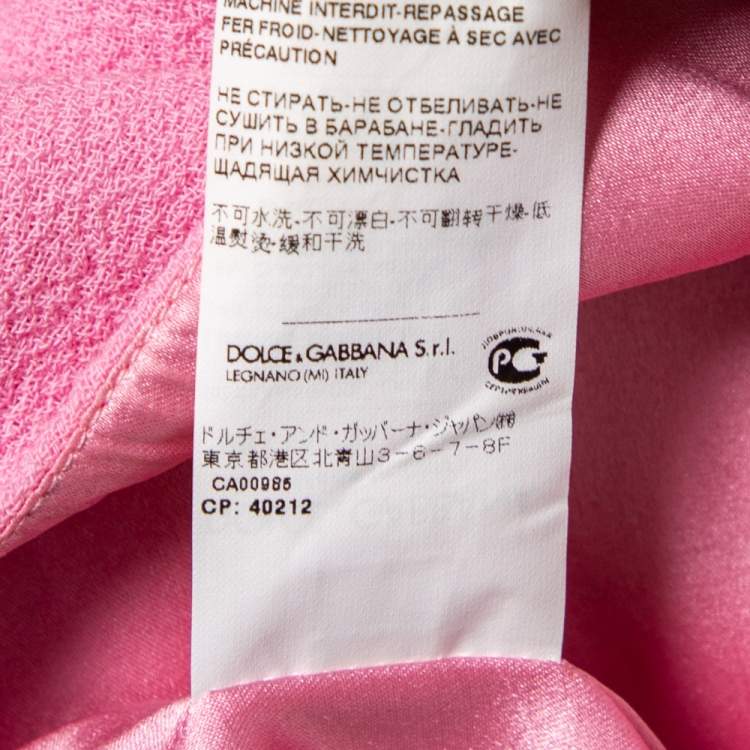 Pre Owned Dolce & Gabbana Pink Textured Wool Button Detailed A-Line Dress S 