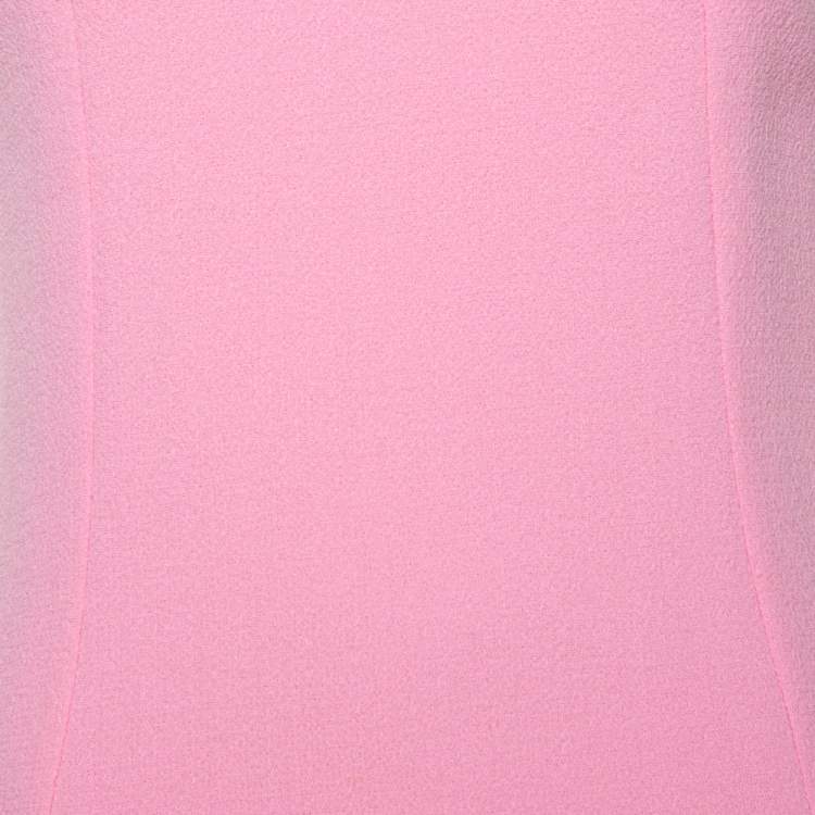 Pre Owned Dolce & Gabbana Pink Textured Wool Button Detailed A-Line Dress S 