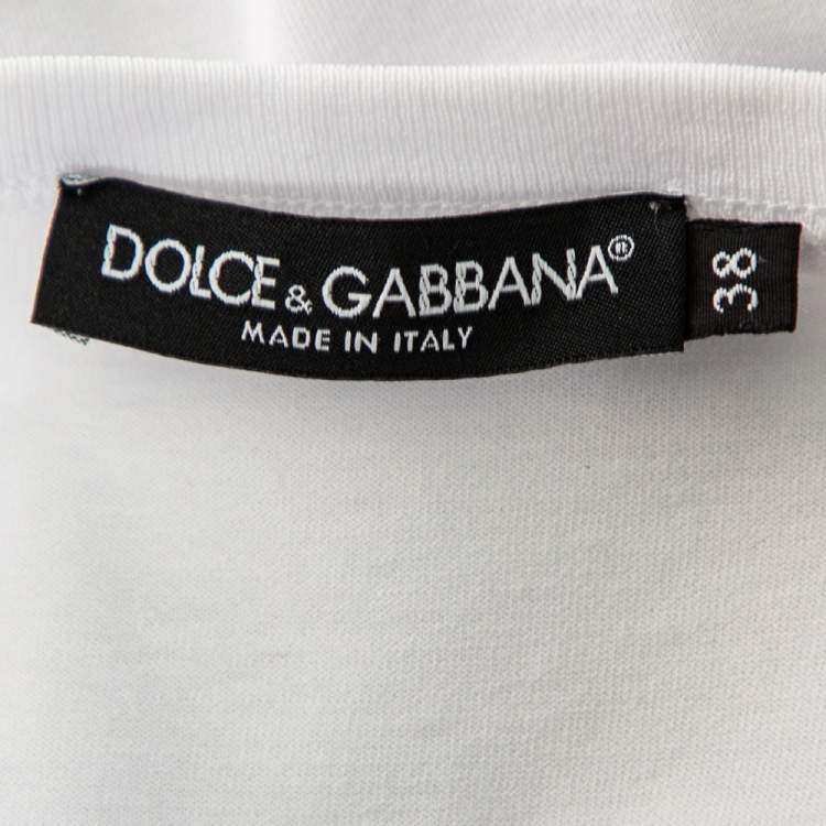 Pre Owned Dolce & Gabbana White Beautiful Life Print Cotton Short Sleeve T-Shirt S