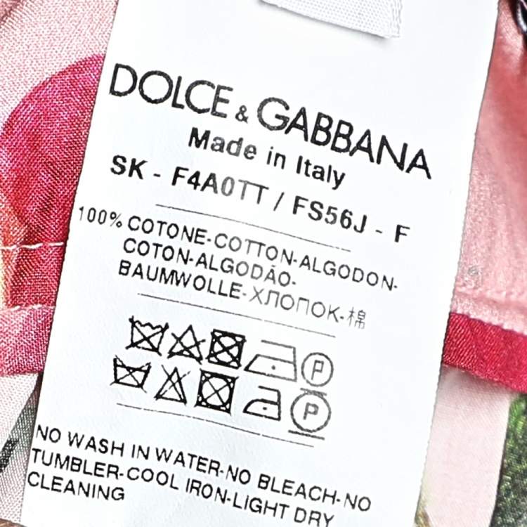 Pre Owned Dolce & Gabbana Pink Rose Printed Cotton Midi Skirt L